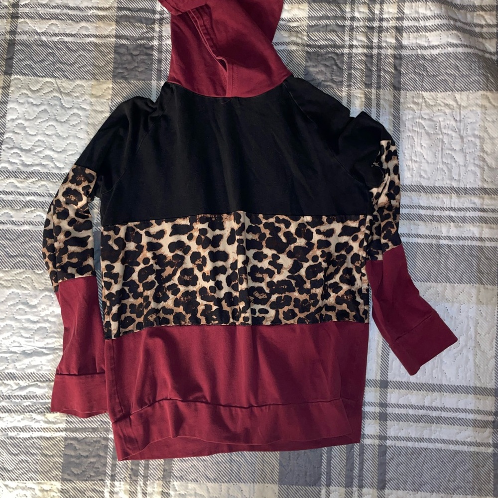Leopard Print Colorblock Hoodie